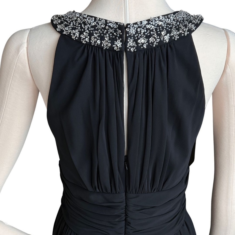 JS Boutique Sequin Beaded Keyhole Halter Black Chiffon Cocktail Dress Si… - Picture 4 of 8